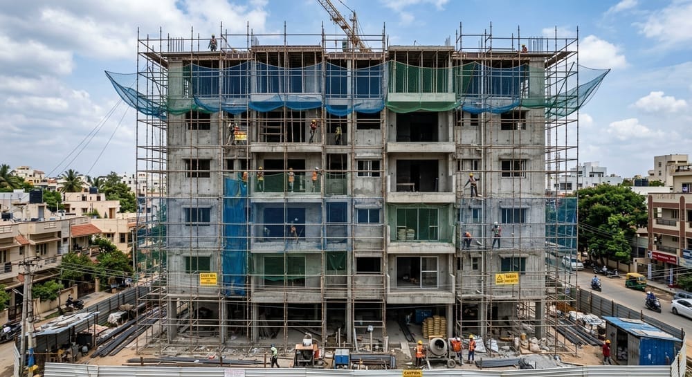 Residential construction scaffolding erection in Bangalore for homes and villas
