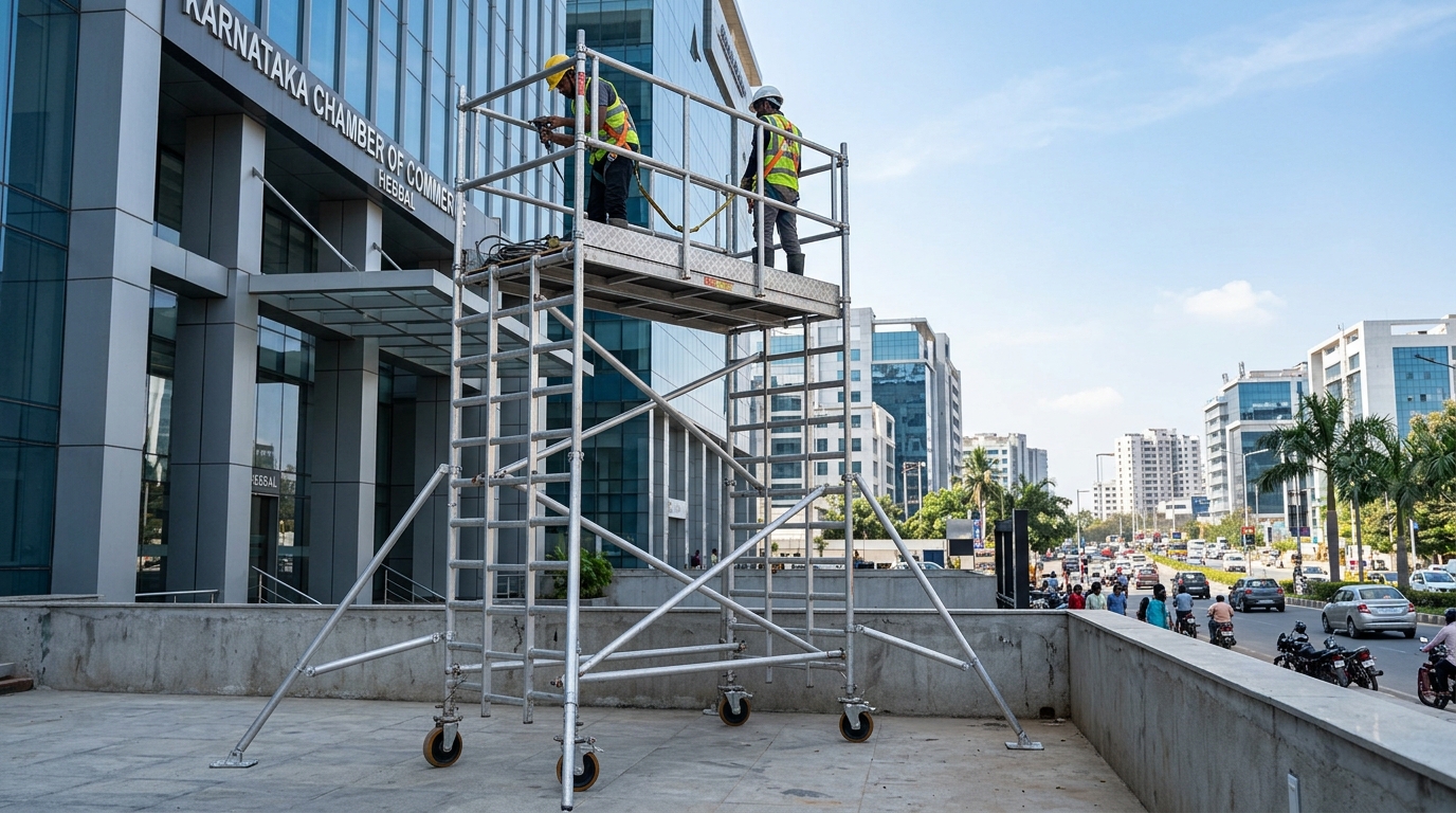 Mobile scaffolding tower and cuplock system rental in Hebbal Bangalore