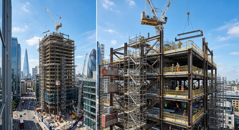 High rise commercial building scaffolding rental along Outer Ring Road Marathahalli Bangalore